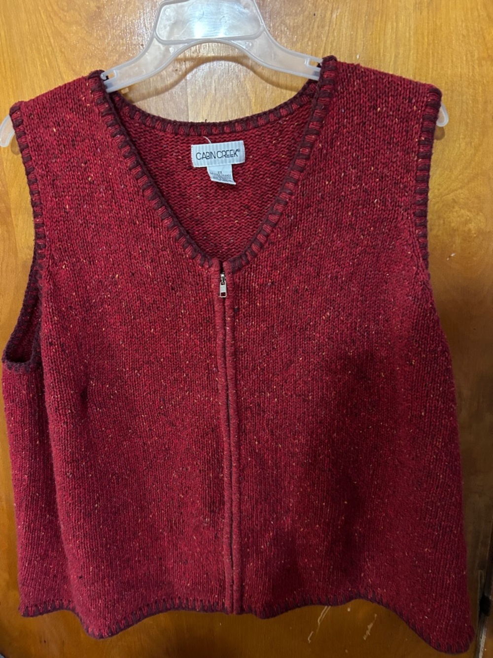 Cabin Creek Women's Burgundy Zip-Up V-Neck Sweater Vest